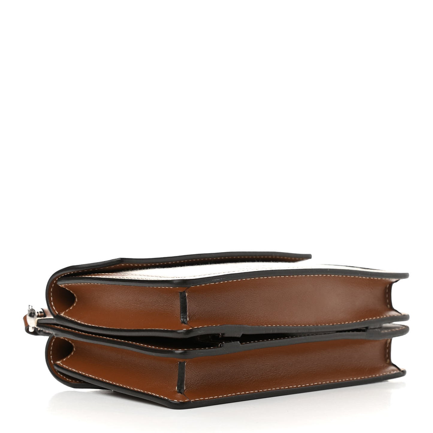 Smooth Calfskin Canvas Horseferry Print Mini Title Bag with Pocket Natural Malt Brown