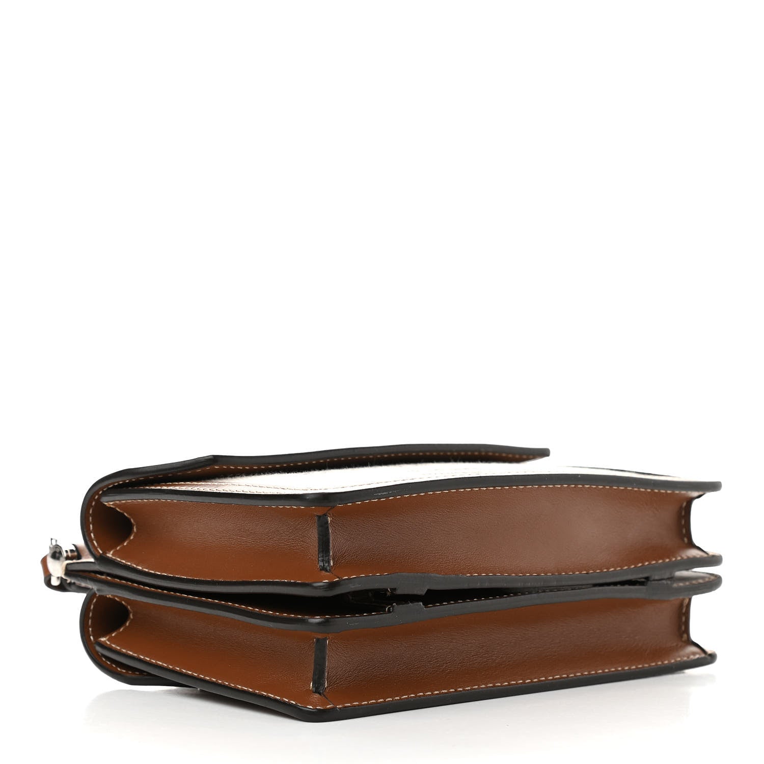 Burberry Smooth Calfskin Canvas Horseferry Print Mini Title Bag with Pocket Natural Malt Brown 4 of 10
