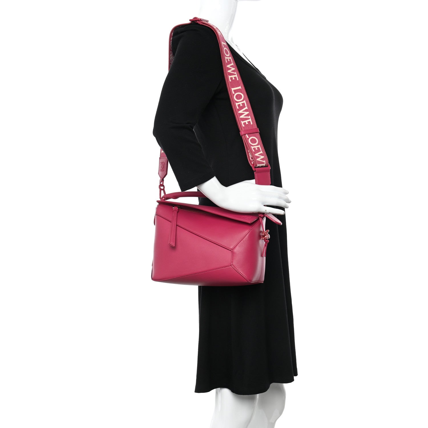 Loewe Satin Calfskin Monochrome Small Puzzle Edge Bag Ruby Red Glaze 2 of 11