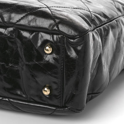 Chanel Glazed Calfskin Quilted Tweed Portobello Tote Black White 9 of 9