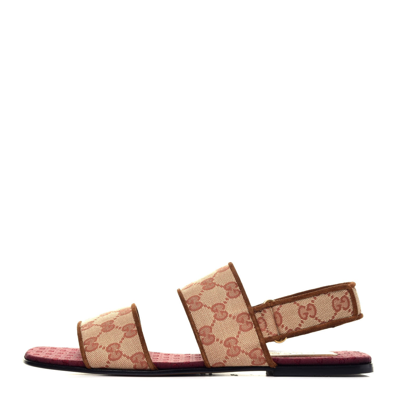 Gucci Canvas GG Monogram Mens Slingback Flat Sandals 9.5 Beige Ruggine Cuir 1 of 8