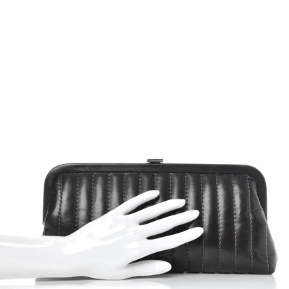 Chanel Lambskin Vertical Quilted Mademoiselle Clutch Dark Brown 2 of 8