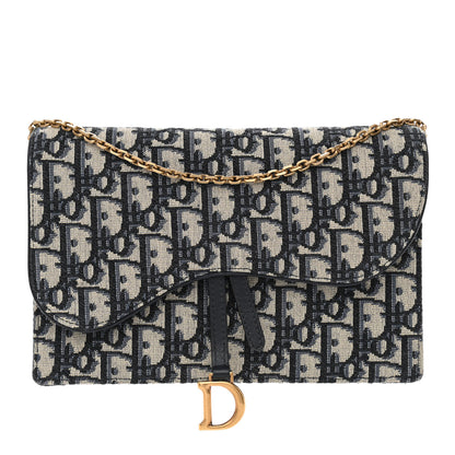 Christian Dior Oblique Saddle Chain Pouch Blue 1 of 10