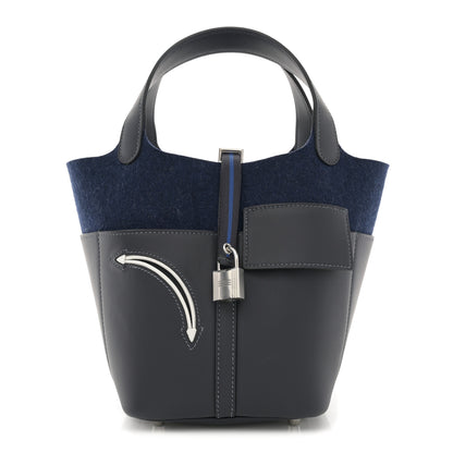 Hermes Wool Felt Swift Go Team Picotin Lock 18 Caban Bleu Nuit 1 of 11