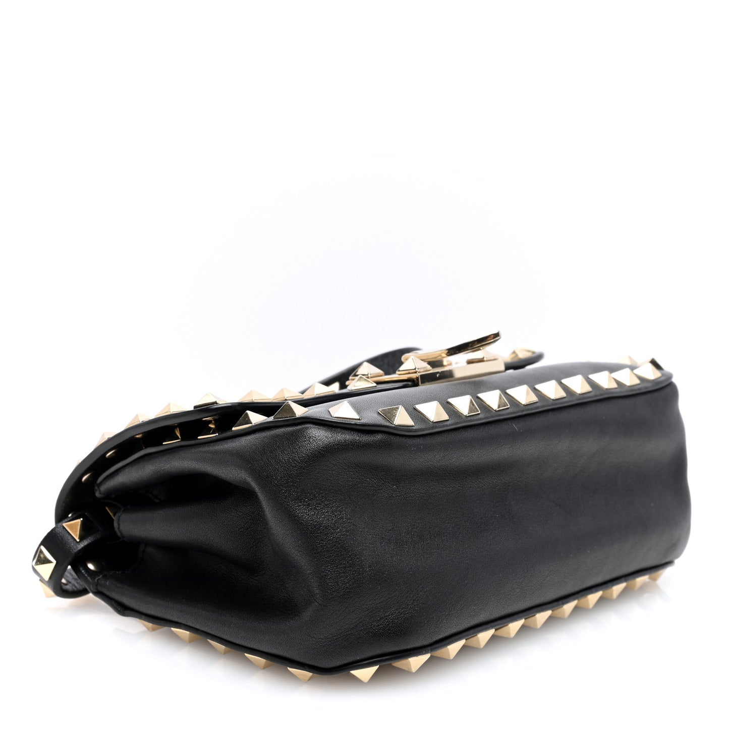 Vitello Mini Rockstud Flap Saddle Crossbody Bag Black