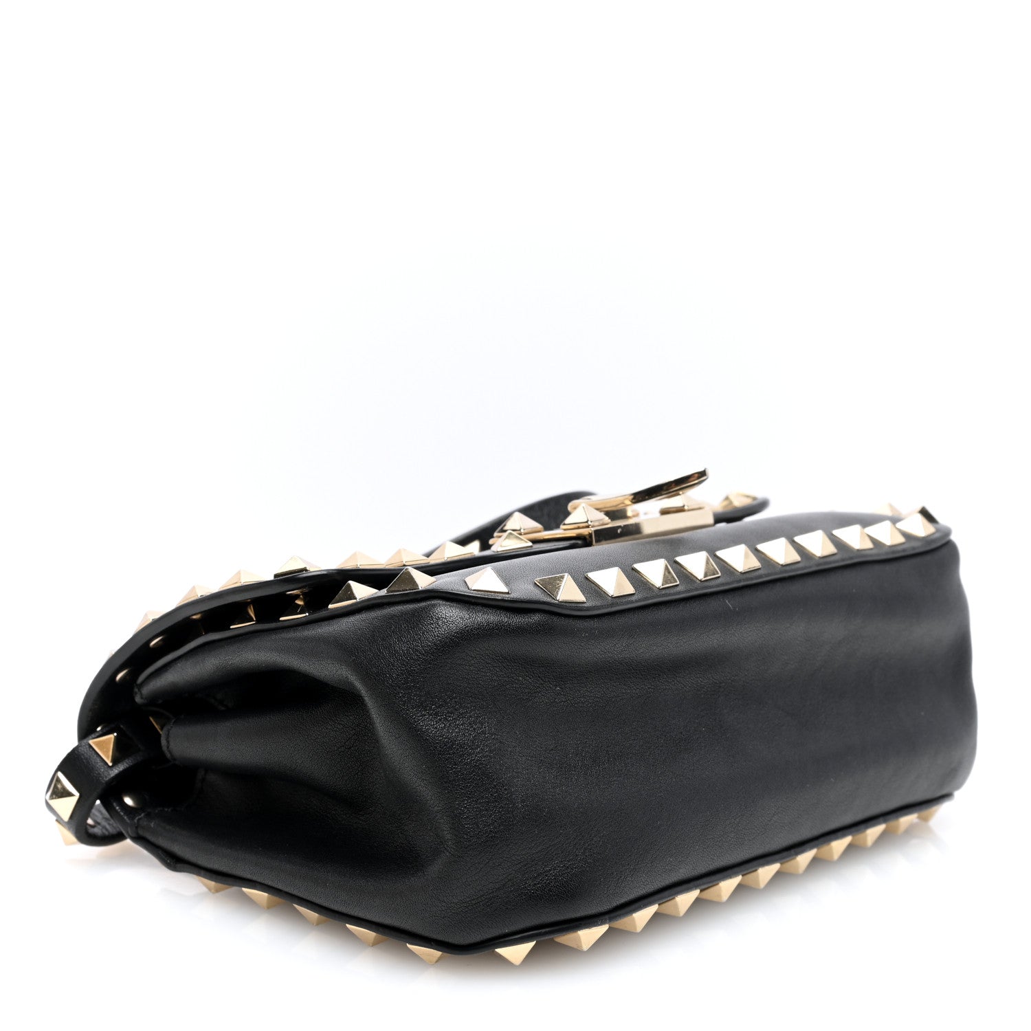 Valentino Garavani Vitello Mini Rockstud Flap Saddle Crossbody Bag Black 4 of 9