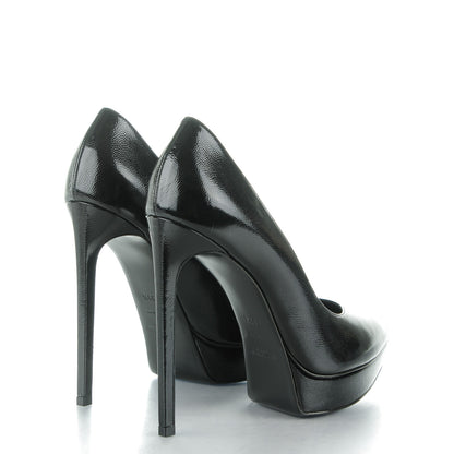Saint Laurent Pebbled Patent Calfskin Janis 105 Pumps 39.5 Nero Black 4 of 7