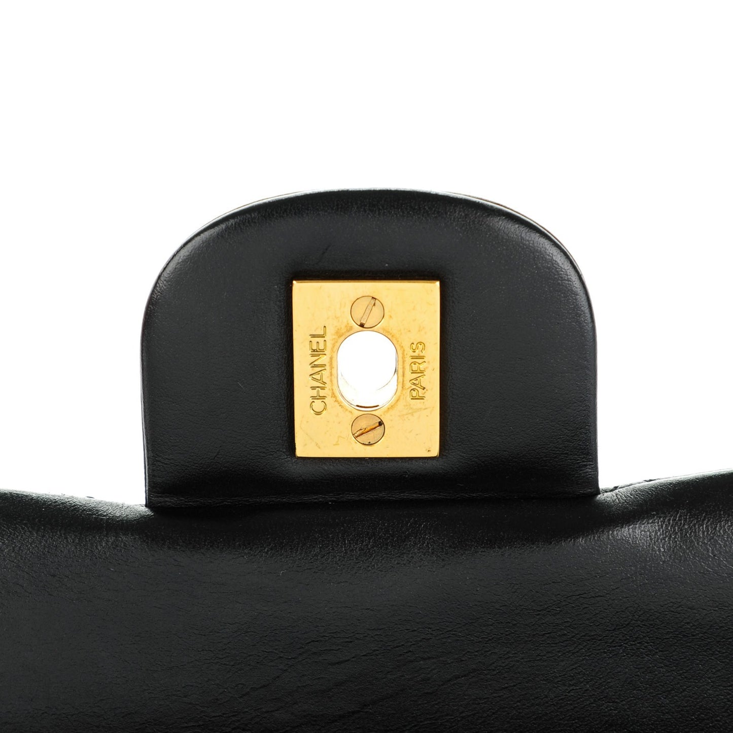 Lambskin Quilted Medium Double Flap Black