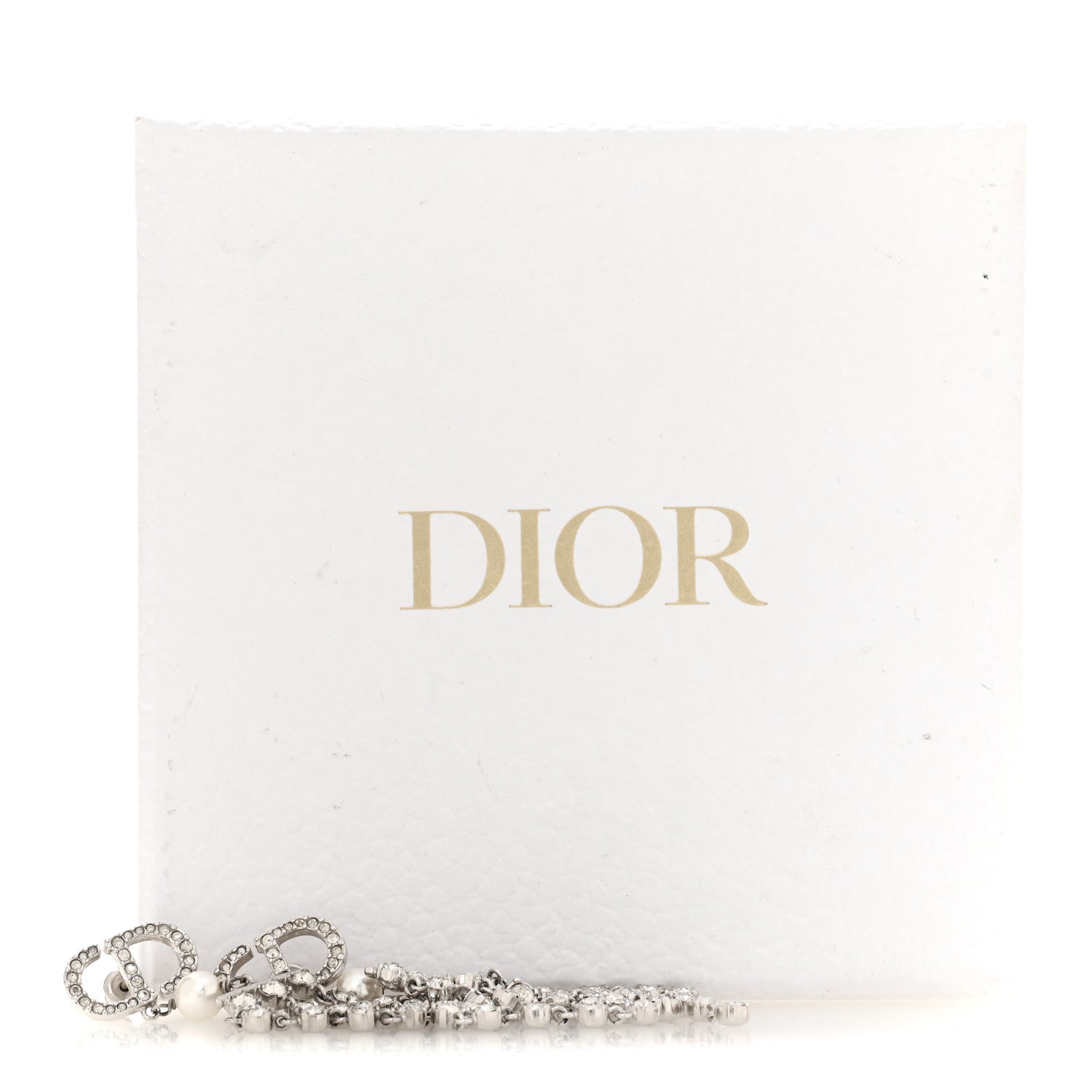 Christian Dior Crystal Pearl CD Drop Earrings Silver 5 of 5