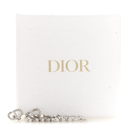 Christian Dior Crystal Pearl CD Drop Earrings Silver 5 of 5