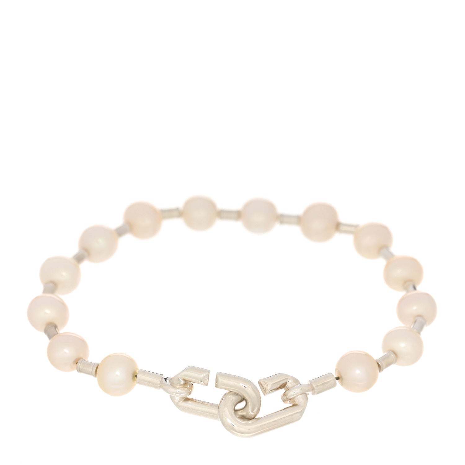 Tiffany Sterling Silver Pearl 7-8mm HardWear Bracelet 2 of 4