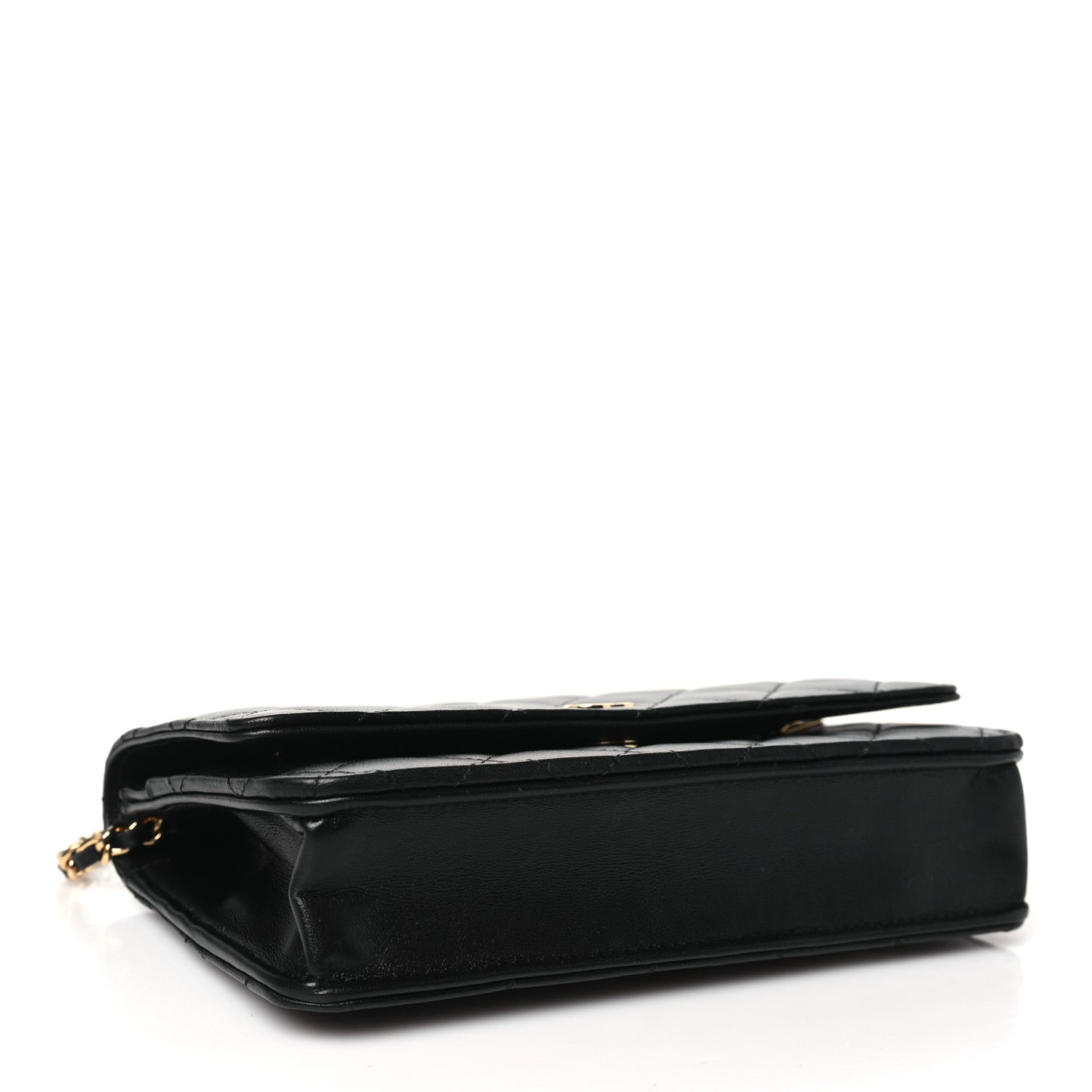 Lambskin Quilted Wallet On Chain WOC Black