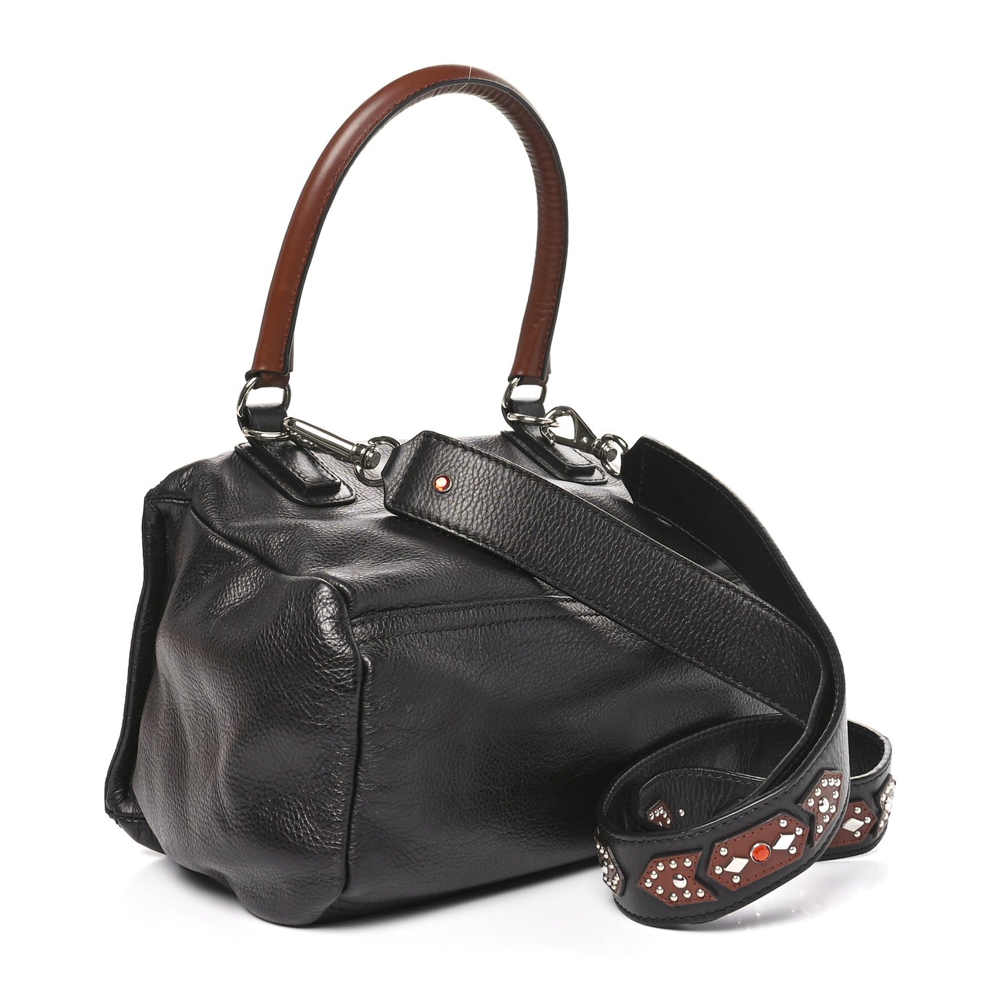 Calfskin Small Studded Pandora Black Brown