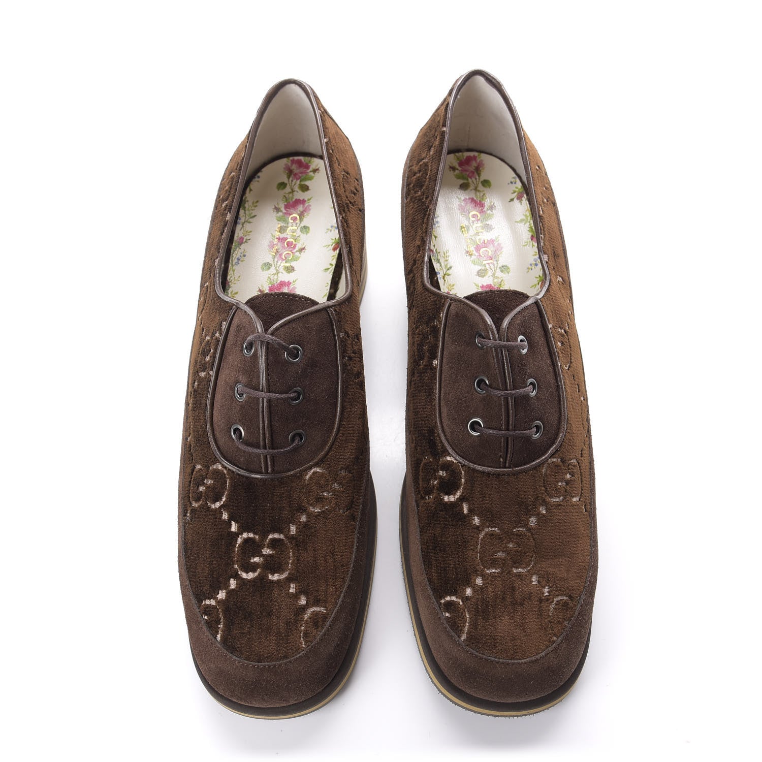 Gucci Velvet GG Monogram Thompson Derby Loafers 40.5 Vintage Cocoa Brown 4 of 11
