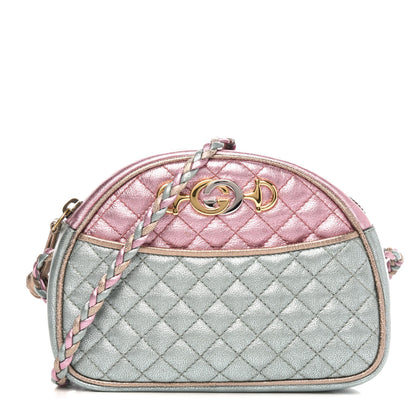 Gucci Laminated Nappa Trapuntata Mini Zumi Dome Shoulder Bag Rosa Lago Rame 1 of 8
