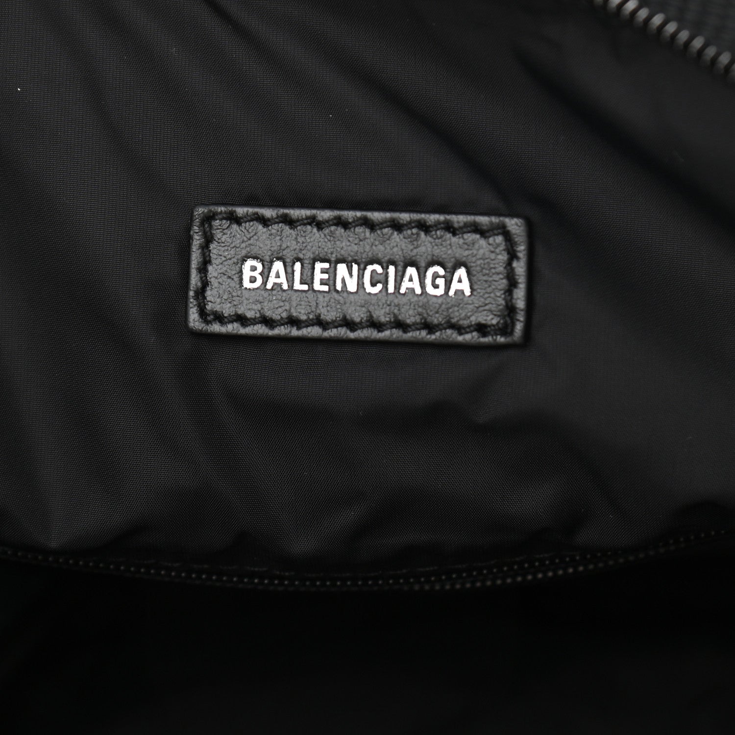 Balenciaga Recycled Sport Nylon Logo Embroidered Large Wheel Sling Bag Black White 6 of 10