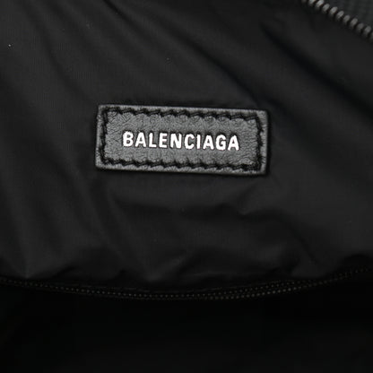 Balenciaga Recycled Sport Nylon Logo Embroidered Large Wheel Sling Bag Black White 6 of 10