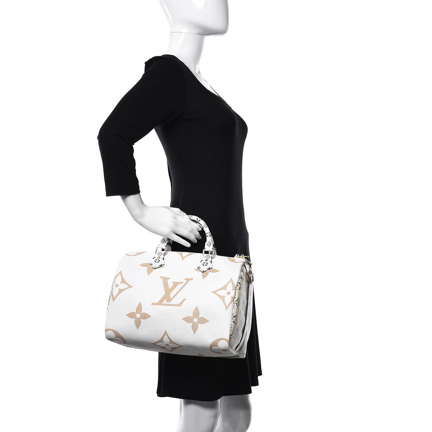 Louis Vuitton Monogram Giant Speedy Bandouliere 30 Kaki Beige 2 of 11