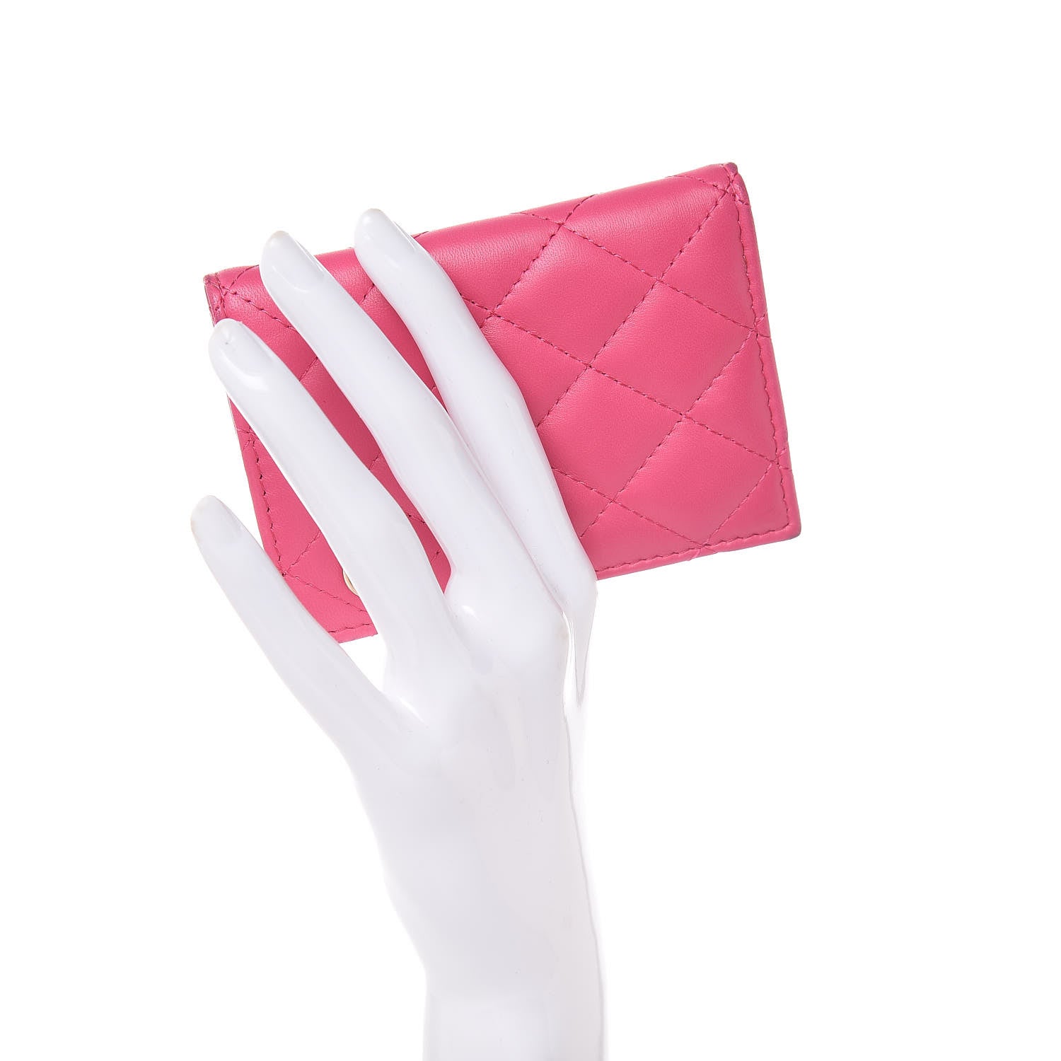 Chanel Lambskin Quilted Card Holder Wallet Fuchsia 2 of 10
