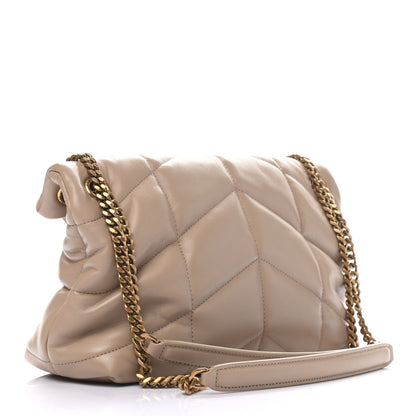 Saint Laurent Lambskin Quilted Small Loulou Puffer Monogram Chain Satchel Dark Beige 2 of 8