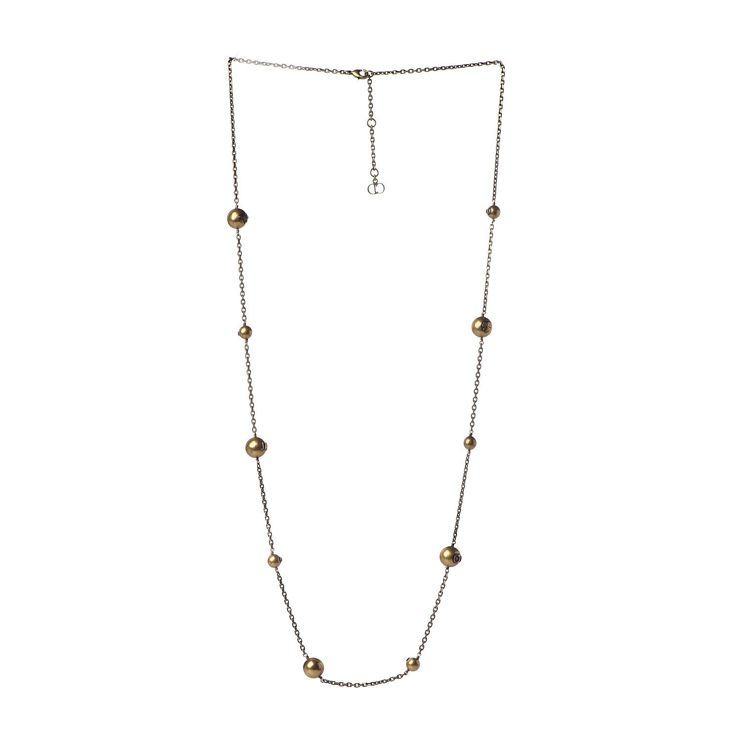 Christian Dior Metal Long Necklace Aged Gold 2 of 3