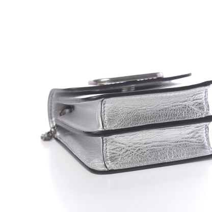 Valentino Garavani Metallic Calfskin Vlogo Compact Wallet with Chain Silver 10 of 12