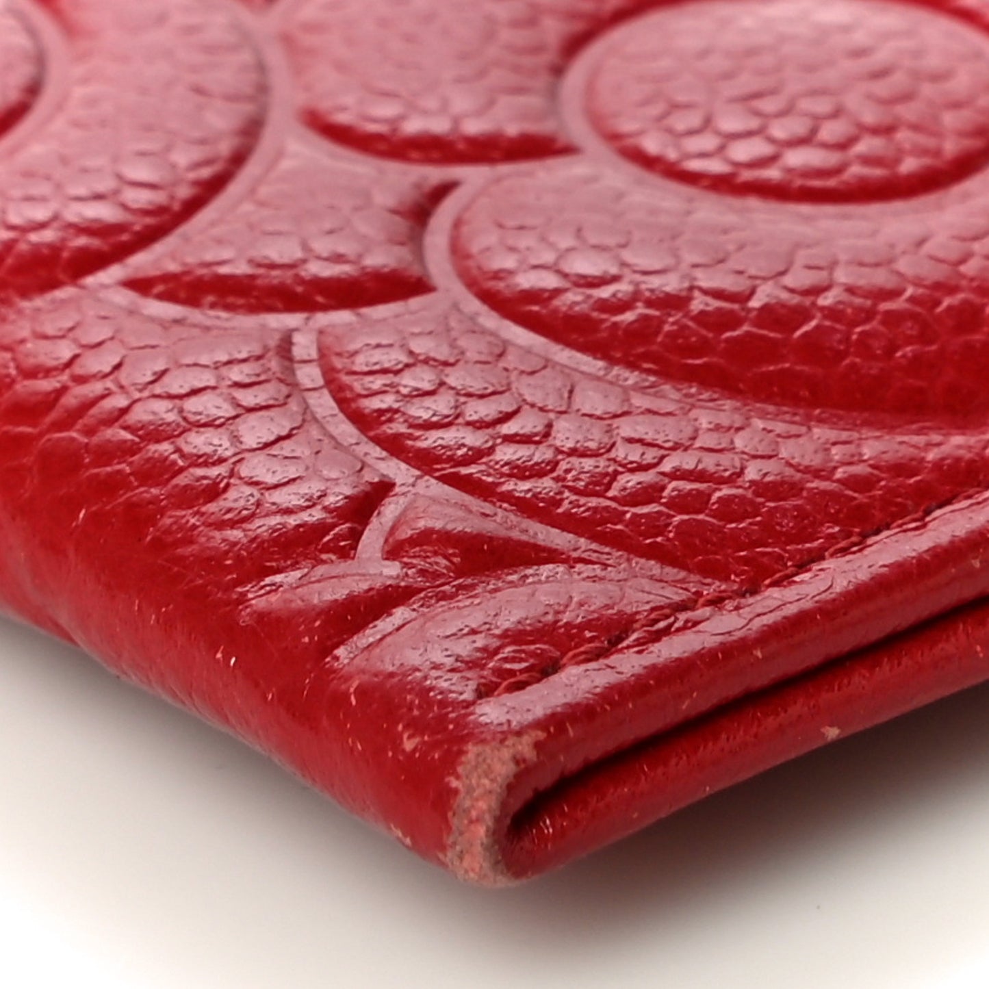Caviar Camellia Embossed Card Holder Red