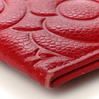 Chanel Caviar Camellia Embossed Card Holder Red 11 of 14