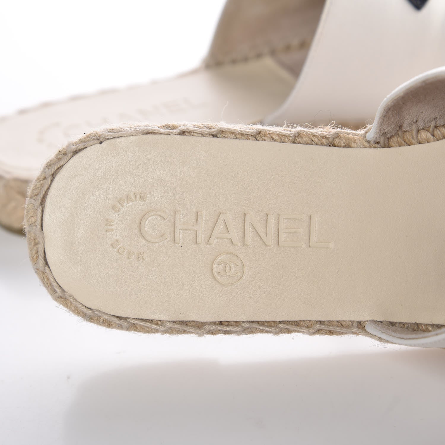 Chanel Iridescent Goatskin CC Espadrille Mules 39 Ivory Black 8 of 10