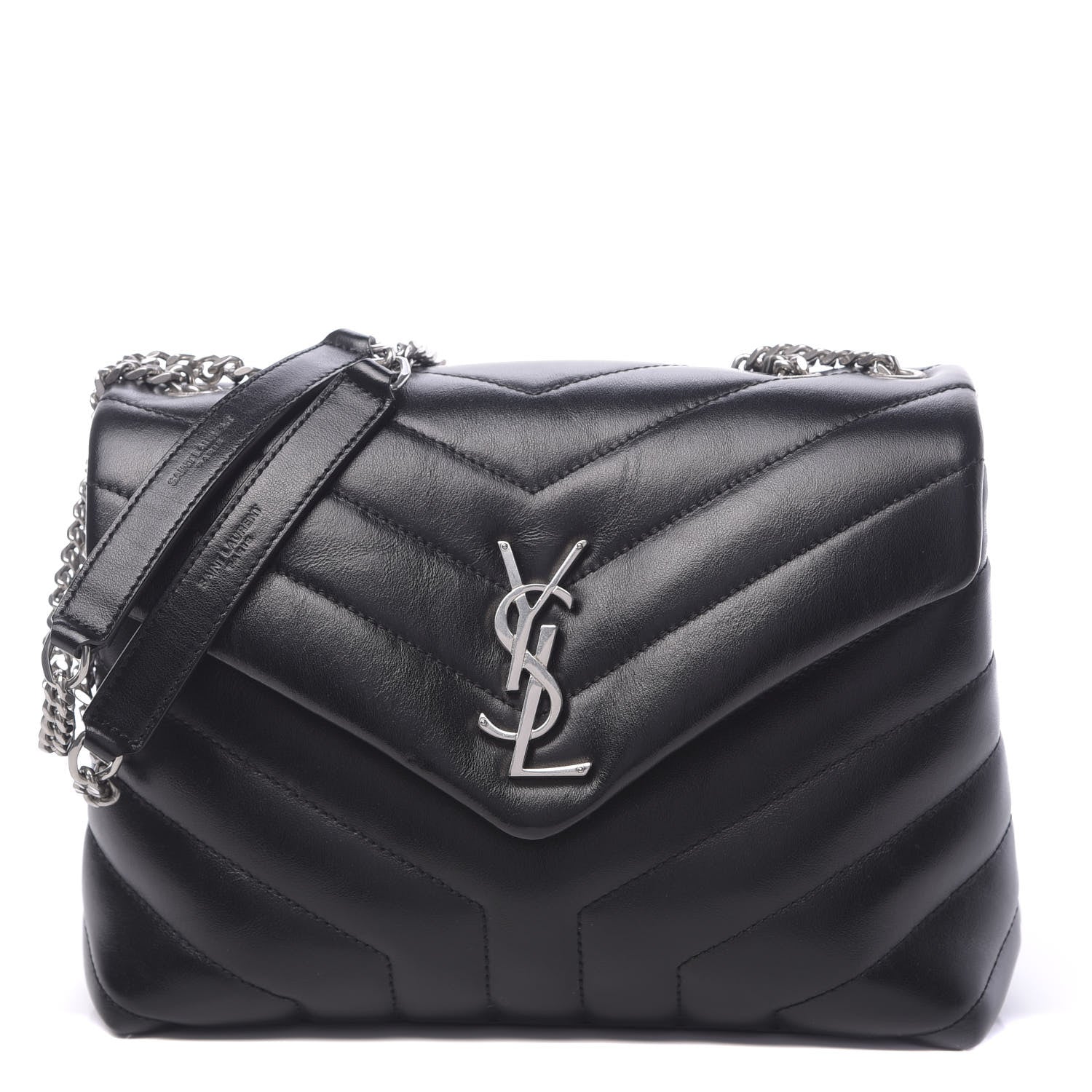 Saint Laurent Calfskin Y Quilted Monogram Small Loulou Chain Satchel Black 1 of 10