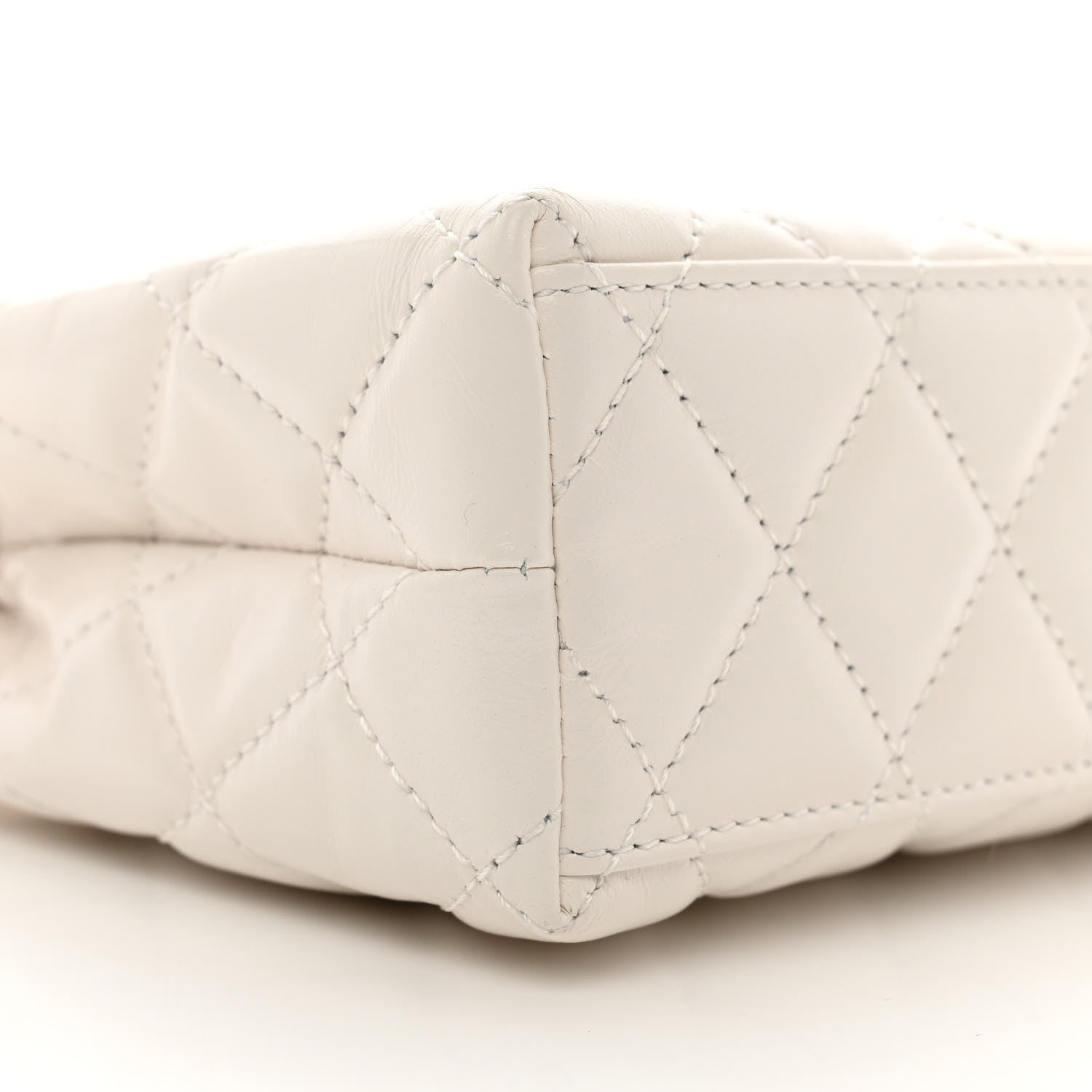 Chanel Shiny Aged Calfskin Quilted Nano Kelly Shopper White 9 of 11