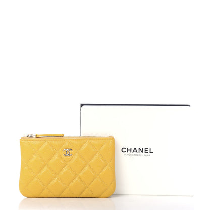 Chanel Caviar Quilted Small Cosmetic Case Yellow 8 of 8