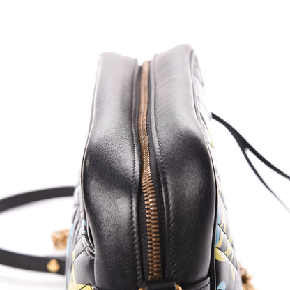 Gucci Calfskin Matelasse GucciGhost Medium GG Marmont Chain Shoulder Bag Black New Acquamarine 13 of 14