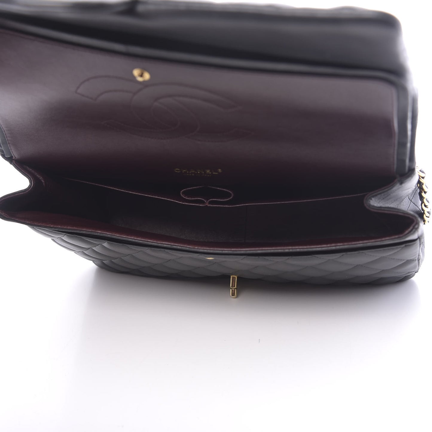 Lambskin Quilted Maxi Double Flap Black