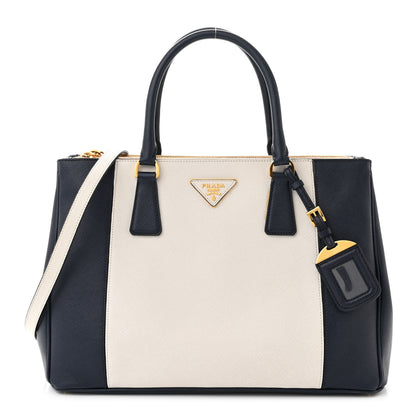 Prada Saffiano Lux Colorblock Medium Galleria Double Zip Tote Talco Baltico 1 of 11