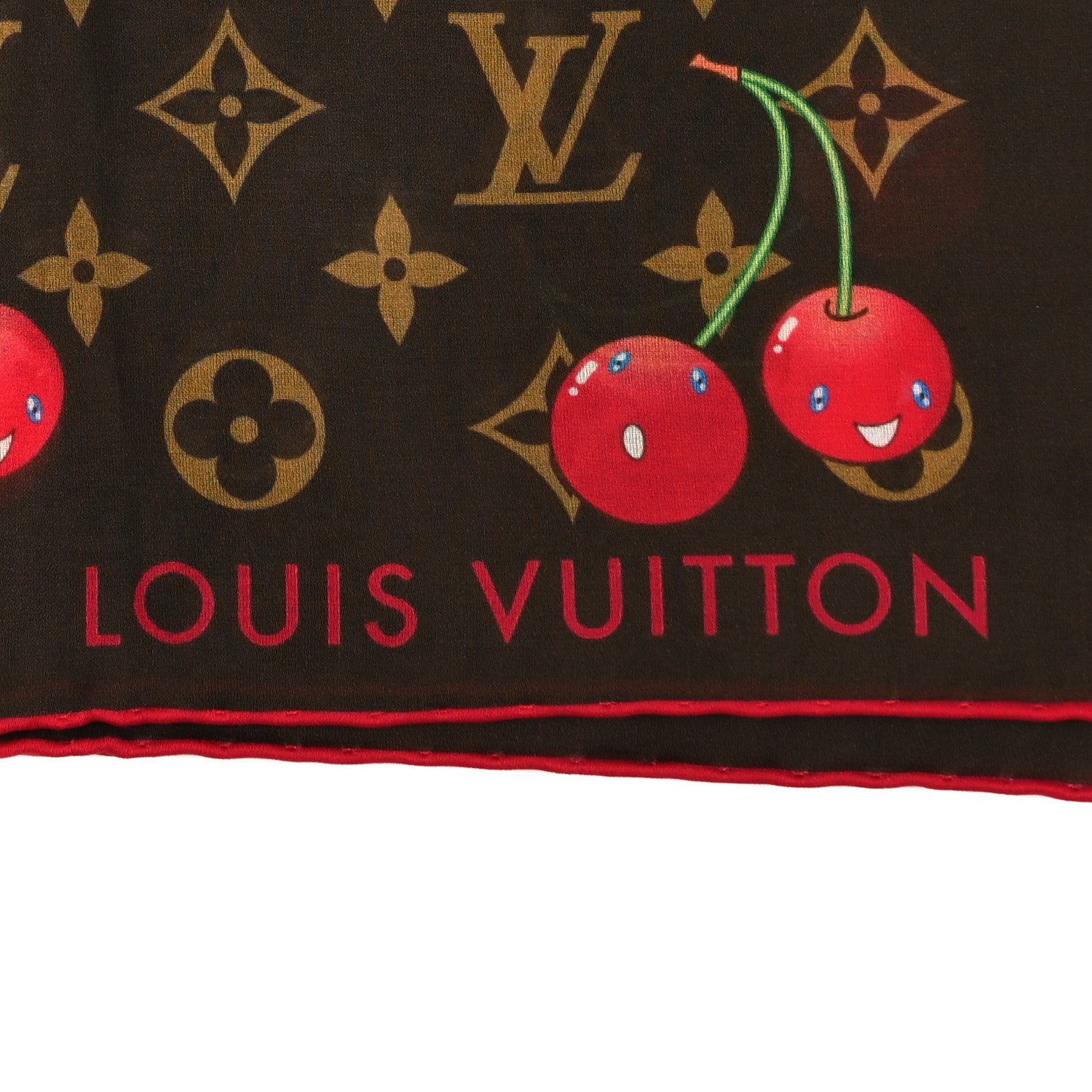Louis Vuitton LV X TM Silk Cotton Monogram Cerises Square Scarf 55