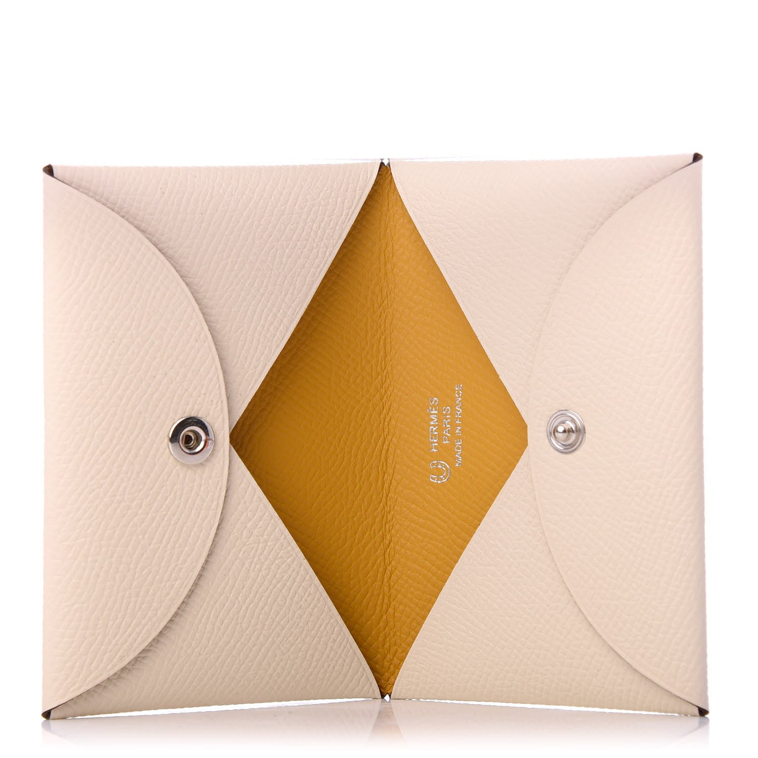 Hermes Epsom Horseshoe Calvi Card Case Craie Jaune Ambre 5 of 9