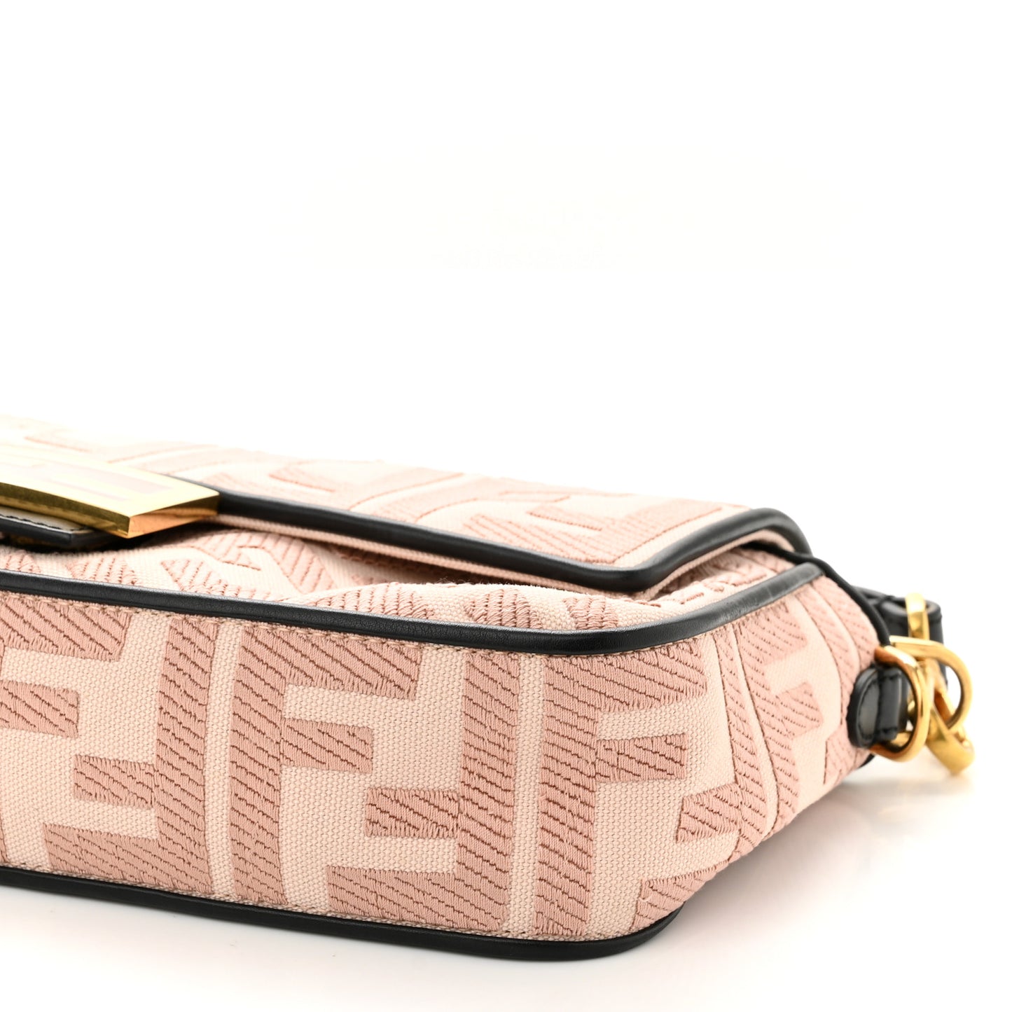 Canvas Vitello King FF Embroidered Baguette Rosa Quarzo Black