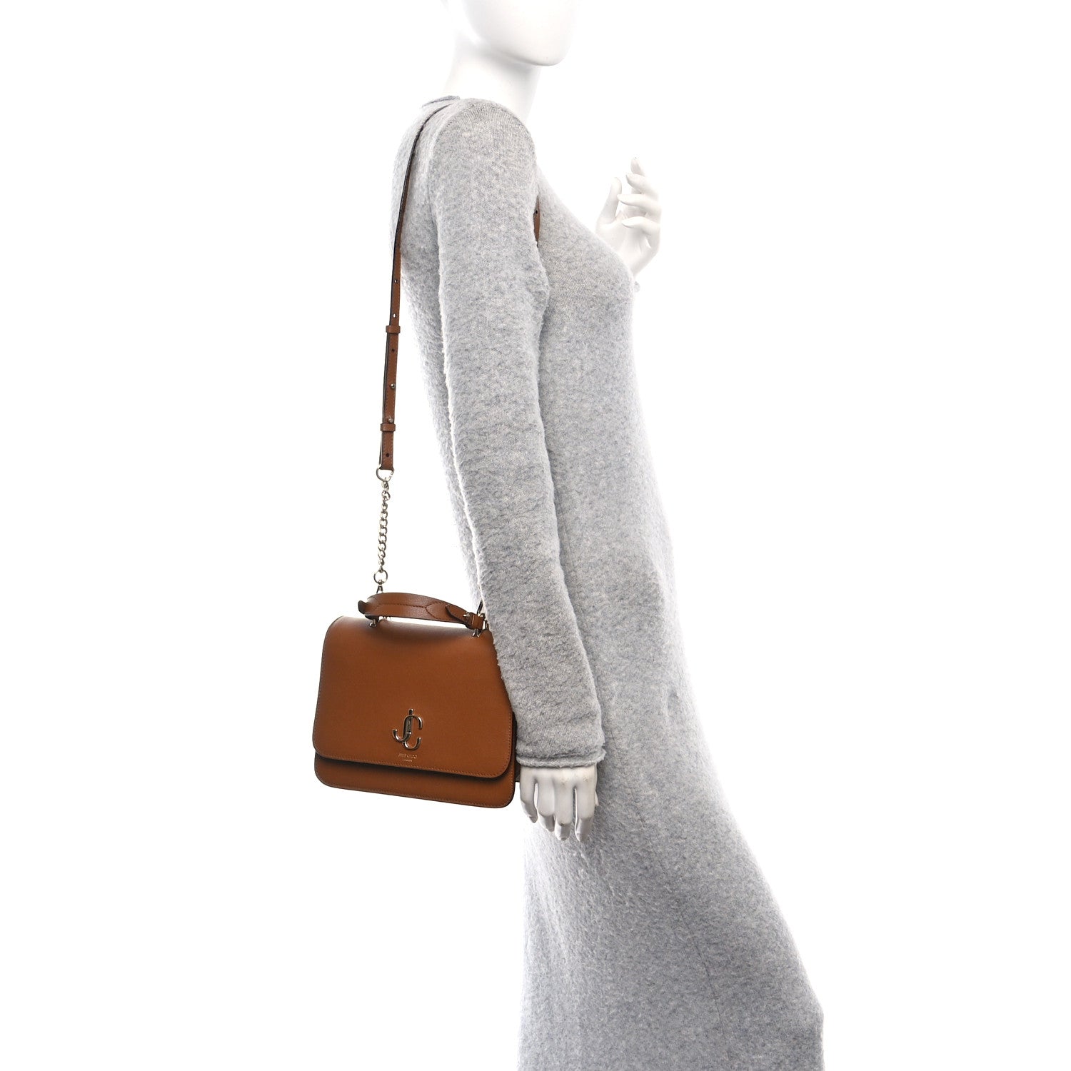 Jimmy Choo Grainy Calfskin JC Top Handle Tan 2 of 9