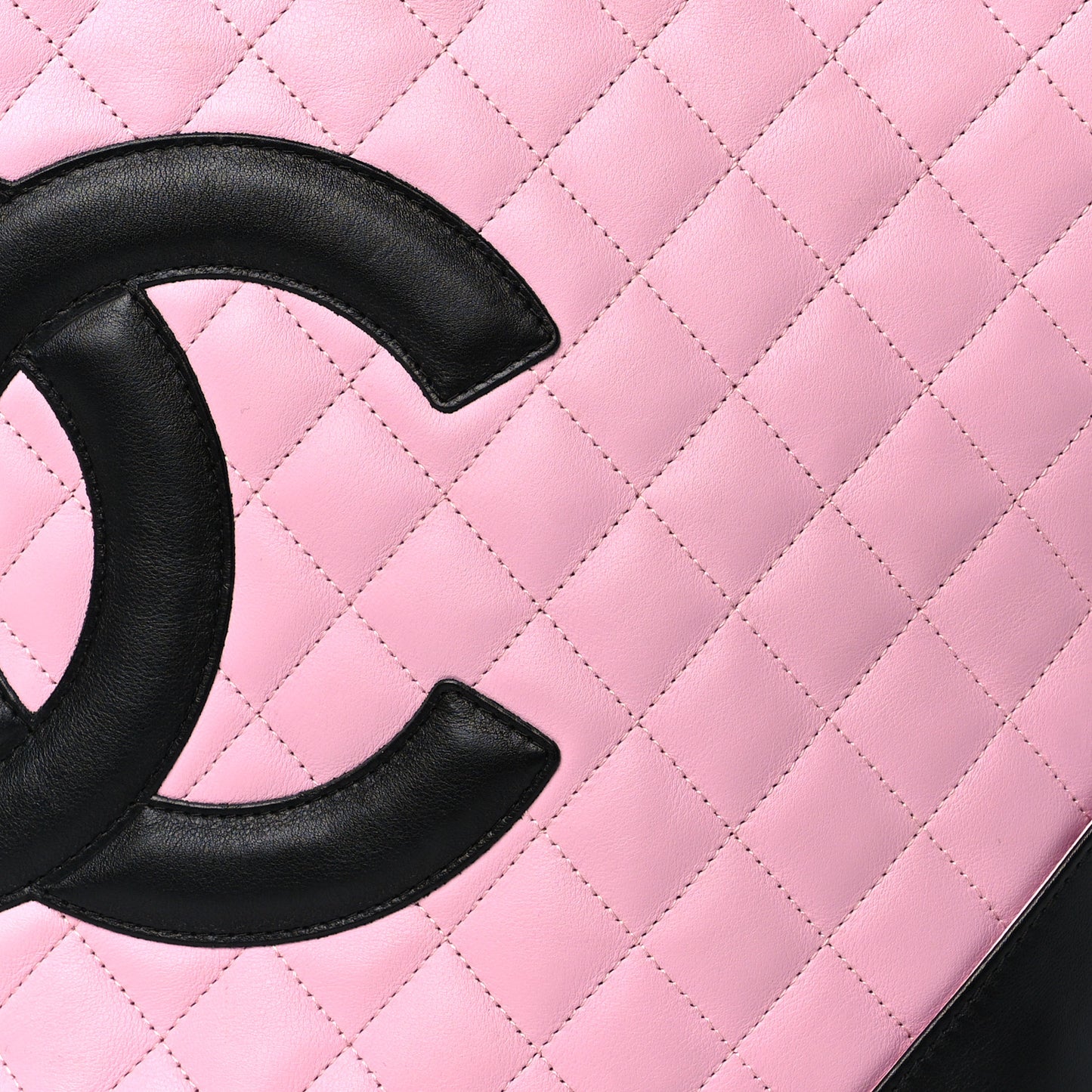 Calfskin Quilted Medium Cambon Tote Pink Black
