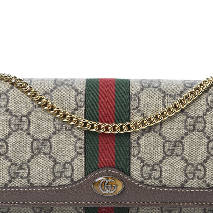 Gucci GG Supreme Monogram Web Ophidia Wallet On Chain Brown 9 of 10