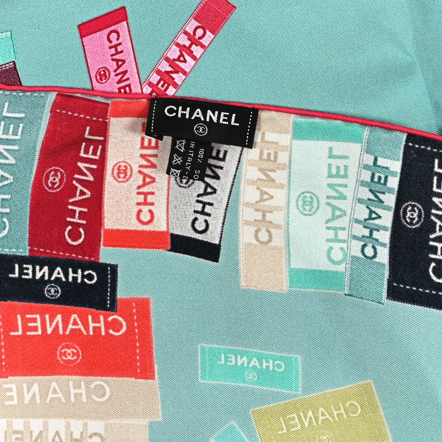 Silk CC Square Scarf Turquoise Multicolor