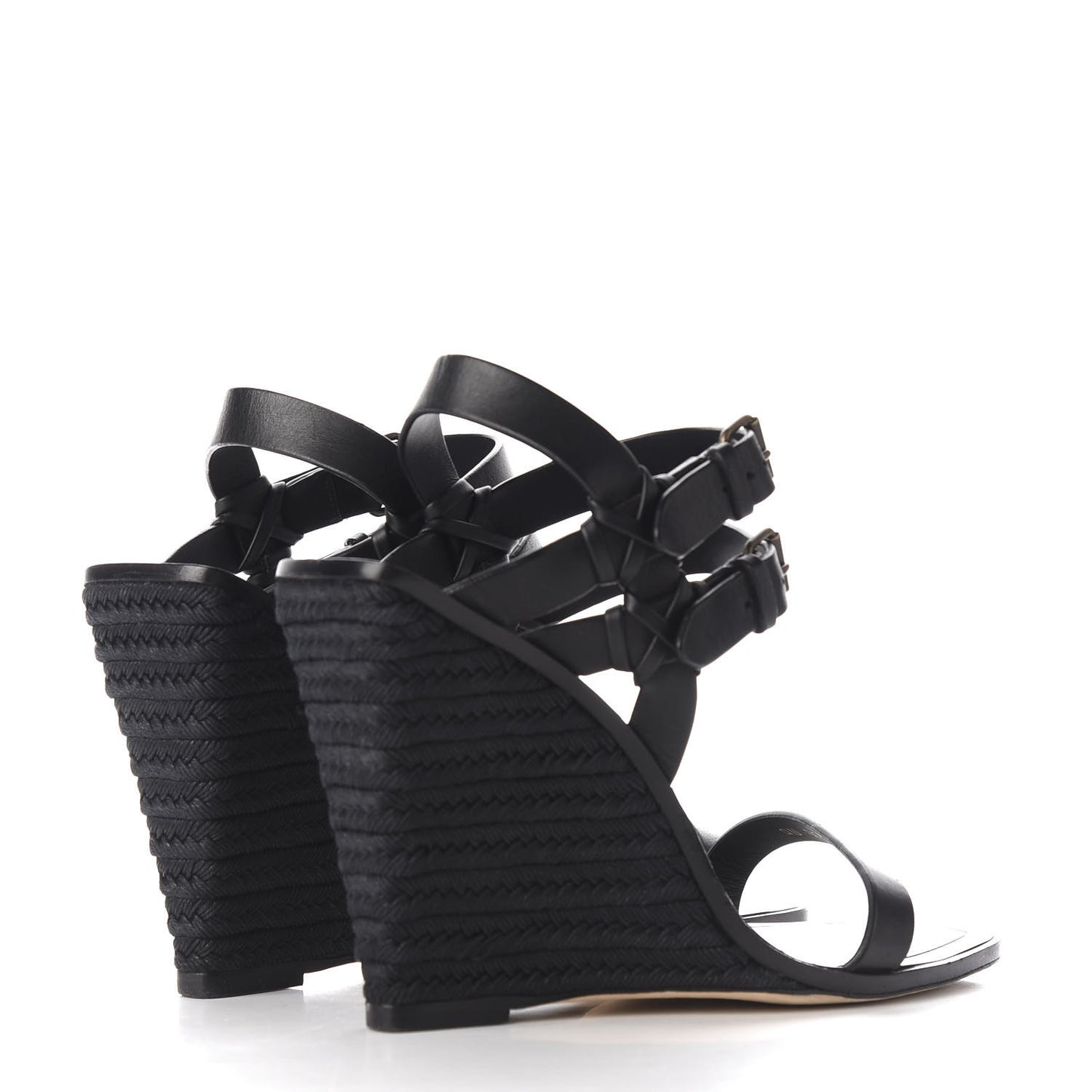 Calfskin Espadrille Wedges 38 Black