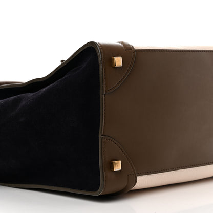 Celine Textured Calfskin Suede Tri-color Mini Luggage Cream 8 of 17