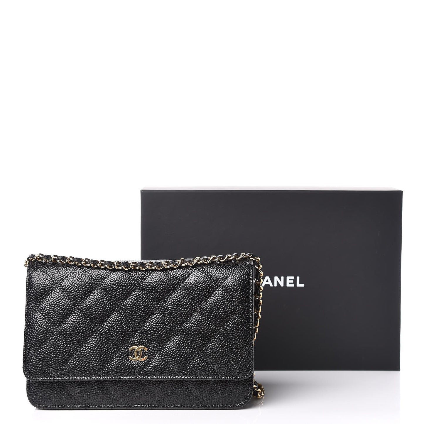 Caviar Quilted Wallet On Chain WOC Black