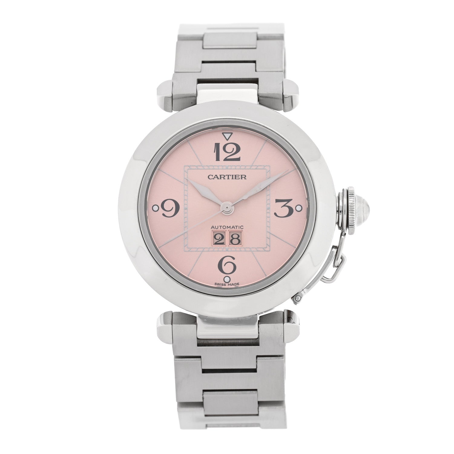 Cartier Stainless Steel 35mm Pasha C Big Date Automatic Watch Pink 1 of 5