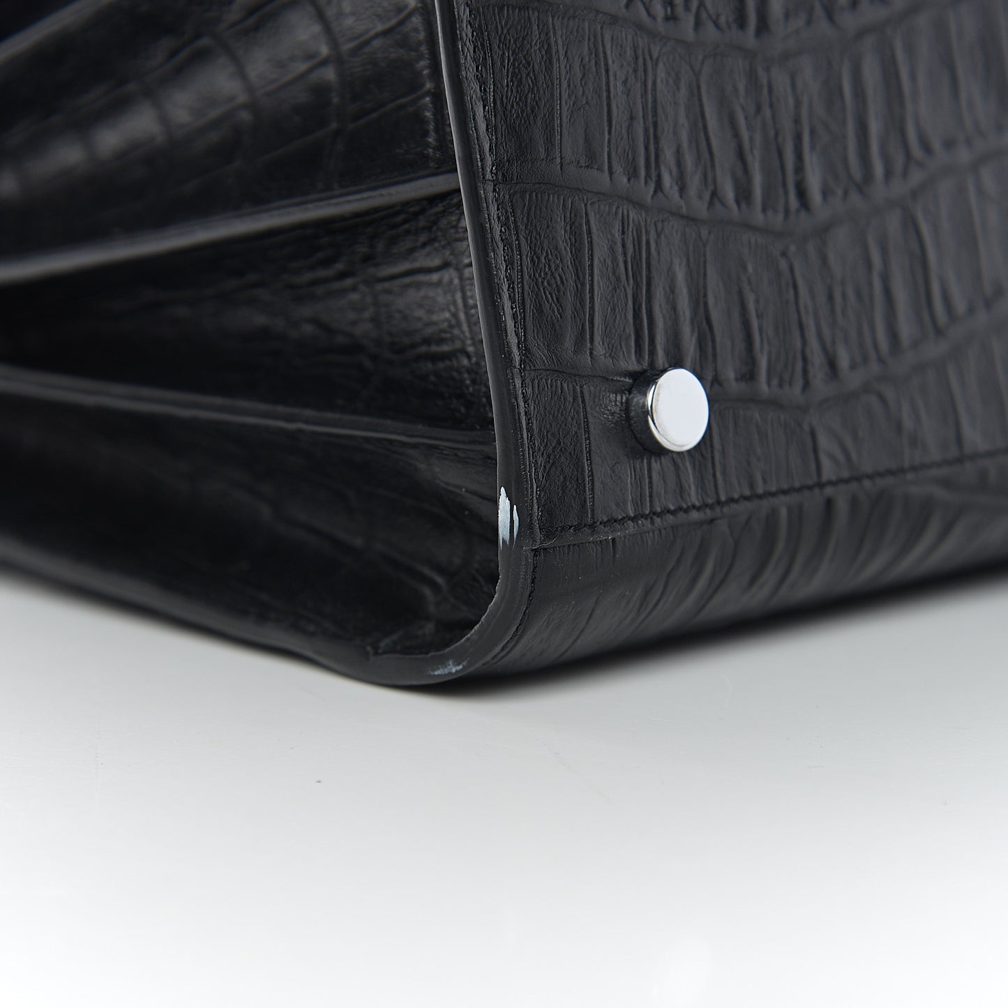 Calfskin Crocodile Embossed Small Sac de Jour Black