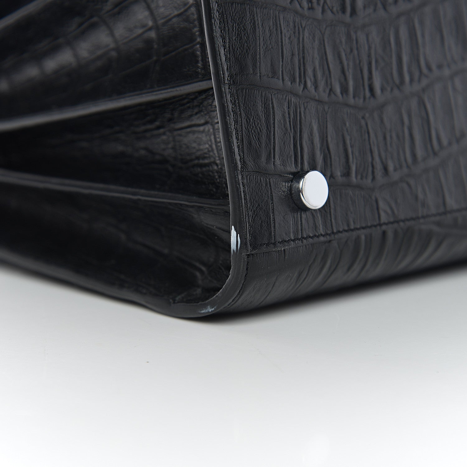 Saint Laurent Calfskin Crocodile Embossed Small Sac de Jour Black 9 of 9