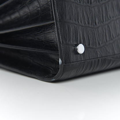 Saint Laurent Calfskin Crocodile Embossed Small Sac de Jour Black 9 of 9