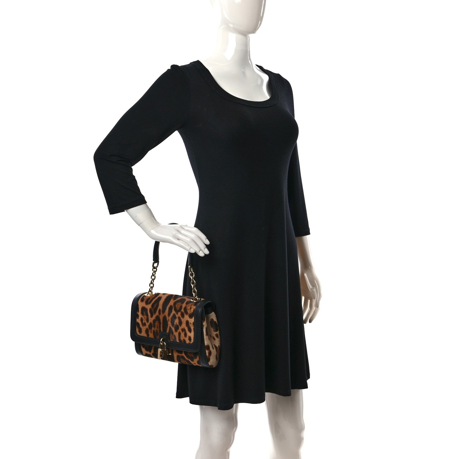 Dolce & Gabbana Calf Hair Leopard Print Miss Dolce Satchel Black 2 of 8